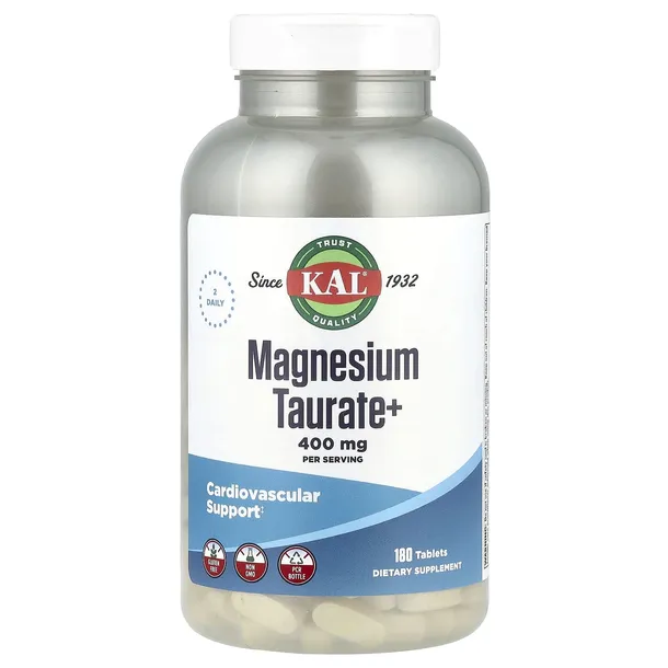 KAL, Taurynian Magnezu +, 400 mg, 180 Tabletek (200 mg w Tabletce)
