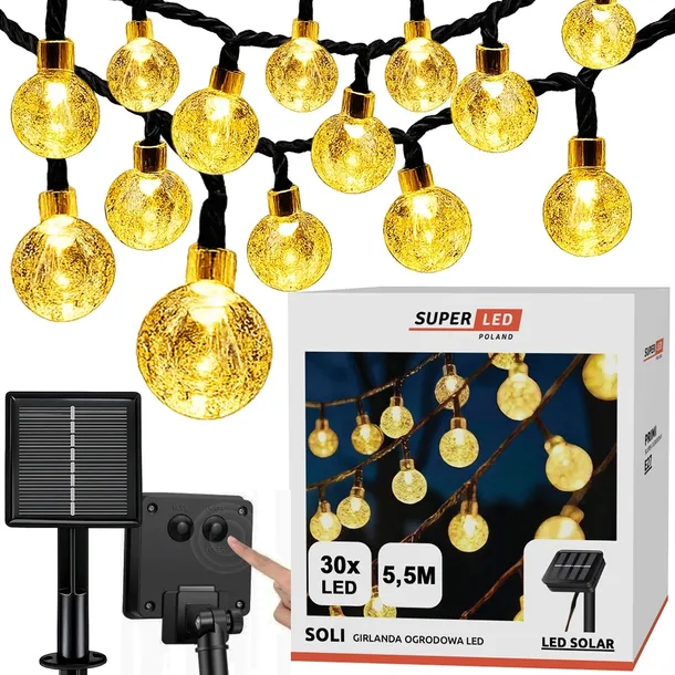 Girlanda ogrodowa LED solarna 30x LED 2700K 5,5 m łańcuch świetlny LED