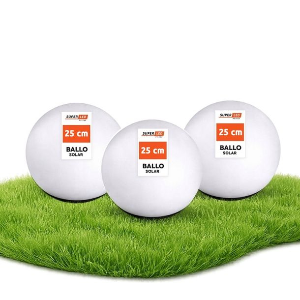 3x Lampa ogrodowa Kula solarna LED 25 cm wbijana naziemna SuperLED