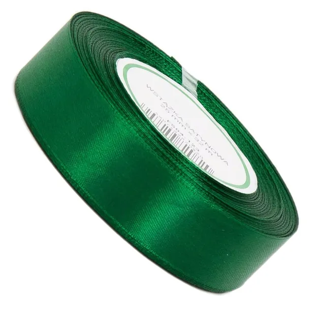Wstążka Satynowa 25 mm 32 mb ZIELONA TASIEMKA tasiemki wstążki