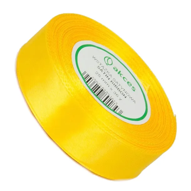 Wstążka Satynowa 25 mm 32 mb ŻÓŁTA TASIEMKA tasiemki wstążki