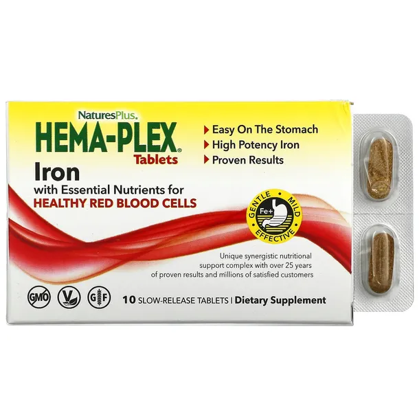 NaturesPlus, Hema-Plex, żelazo z niezbędnymi składnikami odżywczymi dla zac