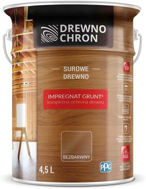 DREWNOCHRON IMPREGNAT GRUNTUJĄCY PODKŁAD GRUNT R 4,5L BEZBARWNY