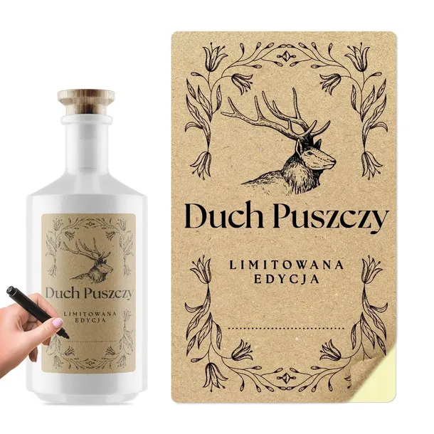 Etykiety Duch Puszczy Naklejki na Butelki 24 szt Naklejka Etykieta 6x10 cm