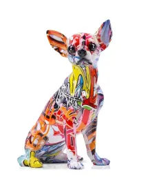 rzezba-figurka-pies-kolorowa-nowoczesna-abstrakcja-grafitti-chihuahua
