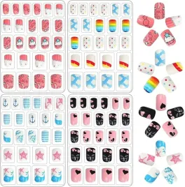 paznokcie-dla-dzieci-naklejane-nakladane-krotkie-kolorowe-zestaw-xxl-96-szt