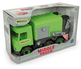 wader-middle-truck-smieciarka-zielona-43-cm-duza-auto-zabawka-dla-dzieci
