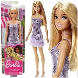 barbie-lalka-modowa-blondynka-w-fioletowej-blyszczacej-sukience-mini-mattel