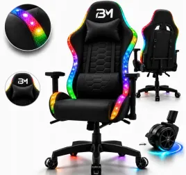 fotel-gamingowy-b3m-gaming-black-tkanina-ekoskora-led-rgb-czarny