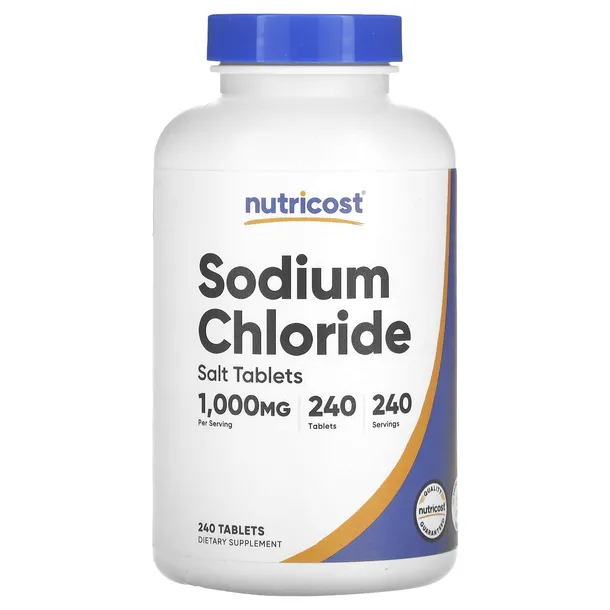 Nutricost, Chlorek sodu, 1000 mg, 240 tabletek