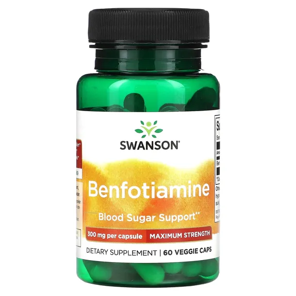 Swanson, Benfotiamina, maksymalna siła, 300 mg, 60 kapsułek roślinnych