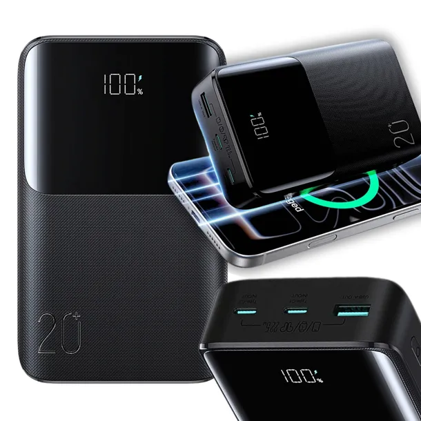POWERBANK 20000 mAh NIEDUŻY POWER BANK Z SZYBKIM ŁADOWANIEM USB C 22.5W LED