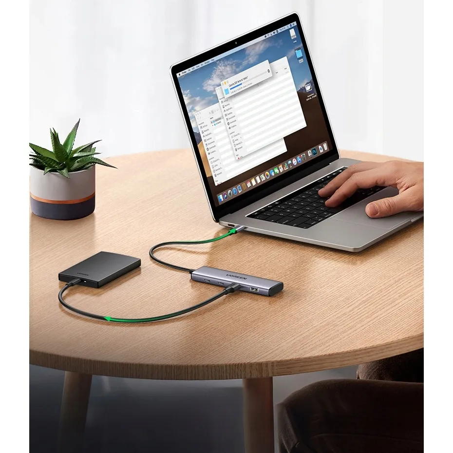 hub-usb-c-ugreen-cm473-2xusb-a-2xusb-c-20cm-szary-stan-nowy