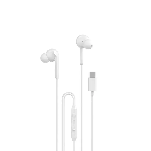 Słuchawki dokanałowe przewodowe X3C+ ze złączem USB-C 1.2m z pilotem białe