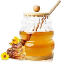 sloik-na-miod-szklany-450-ml-z-drewniana-pokrywka-i-lyzeczka