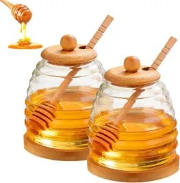 sloiki-na-miod-szklane-500-ml-z-lyzeczka-i-drewniana-pokrywka-2-sztuki