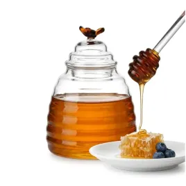 szklany-pojemnik-na-miod-pszczolka-z-pokrywka-i-lyzka-bursztynowa-450-ml