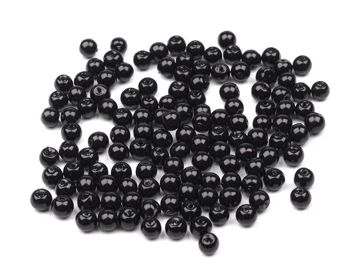 PEREŁKI SZKLANE WOSKOWANE CZARNY 4MM 50SZT