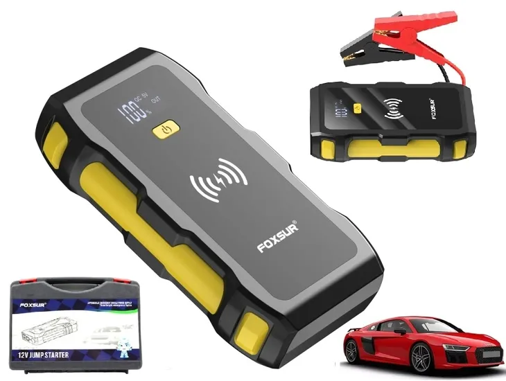 Mocny Jump Starter BOOSTER Rozruch PowerBank Ładowarka QI 39800 mAh FJS800