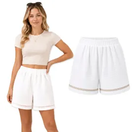 krotkie-spodenki-damskie-s-muslin-szorty-z-koronka-lato-100percent-bawelna-biale