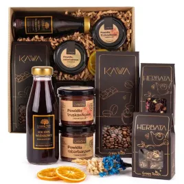 kosz-prezentowy-zestaw-herbat-kwitnacych-kawa-prezent-na-wielkanoc-upominek