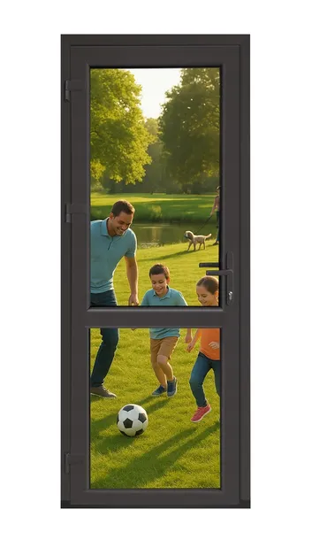 Drzwi ANTRACYT PCV 800x2000, 80x200 LEWE 3szyby+Argon 76mm, sklepowe PVC
