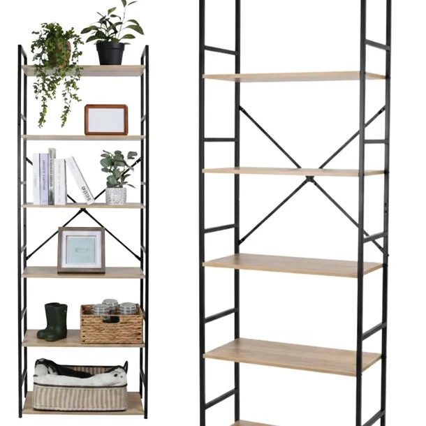 REGAŁ LOFTOWY NA KSIĄŻKI SMUKEE XL 176X60X28 6 PÓŁEK LOFT CZARNY PÓŁKA