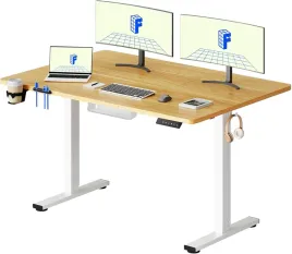 biurko-elektryczne-flexispot-e1-biale-140x60-blat-klon-panel-pamiec