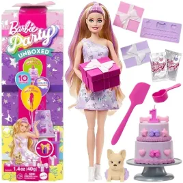lalka-barbie-party-unboxed-urodziny-pieska-akcesoria-zmienia-kolor-mattel