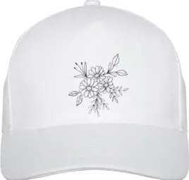 czapka-z-daszkiem-z-regulacja-nadruk-bukiet-kwiatow-kwiatki-one-size