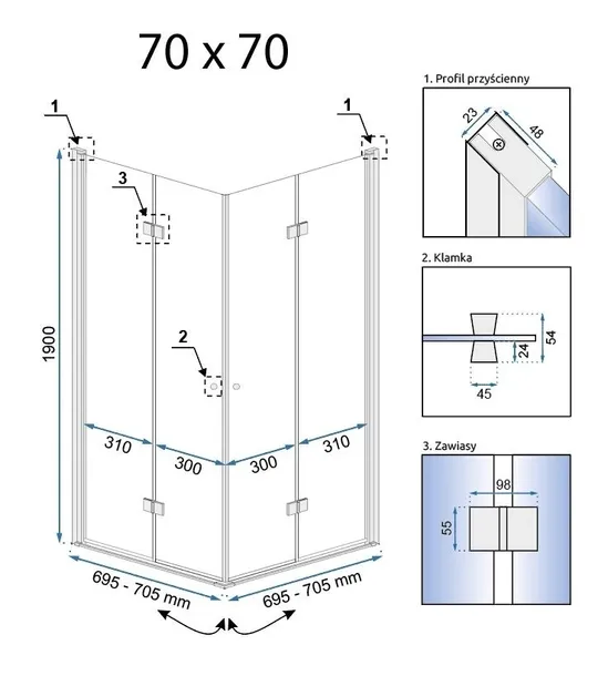kabina-fold-n2-chrom-80x80-rea-stan-nowy-typ-bez-brodzika