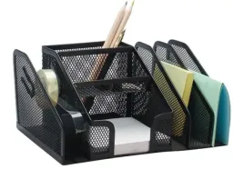 przybornik-q-connect-office-set-metalowy-6-komor-dyspeneser-czarny