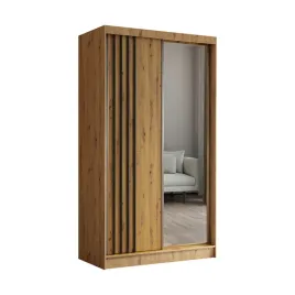 szafa-dwudrzwiowa-z-lustrem-120-cm-dab-artisan-czarne-lamele-nela120