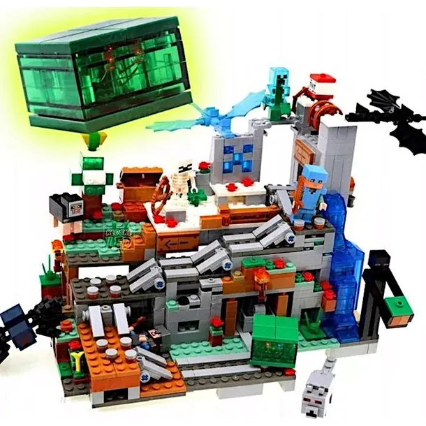 KLOCKI MINECRAFT GÓRSKA JASKINIA KOPALNIA 587 SZTUK LED ZESTAW PREZENT ŚWIĘTA