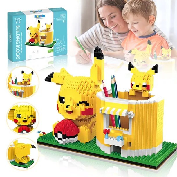 POKEMON KLOCKI KONSTRUKCYJNE PIKACHU PRZYBORNIK NA BIURKO PIKACZU 1502 el