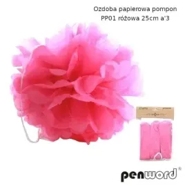 ozdoba-papierowa-pompon-rozowa-25cm-3szt-penword