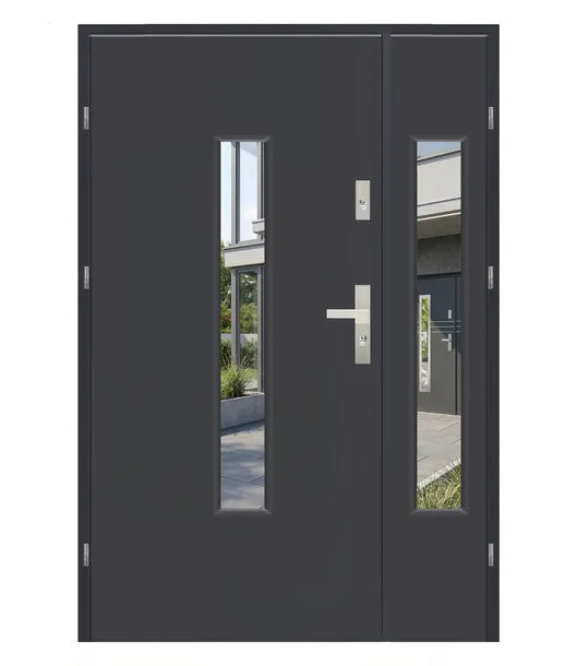Drzwi zewnętrzne stalowe dwuskrzydłowe Ravena Lux Duo 120 cm kolory P/L
