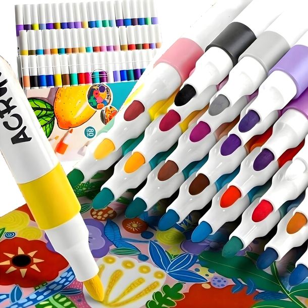 MARKERY AKRYLOWE ZESTAW 80 SZT Pisaki Flamastry WODOODPORNE Z FARBĄ MAZAKI