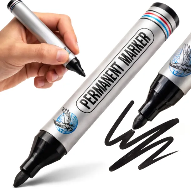 MARKER PERMANENTNY CZARNY WODOODPORNY PISAK MAZAK BUDOWLANY OKRĄGŁY TRWAŁY