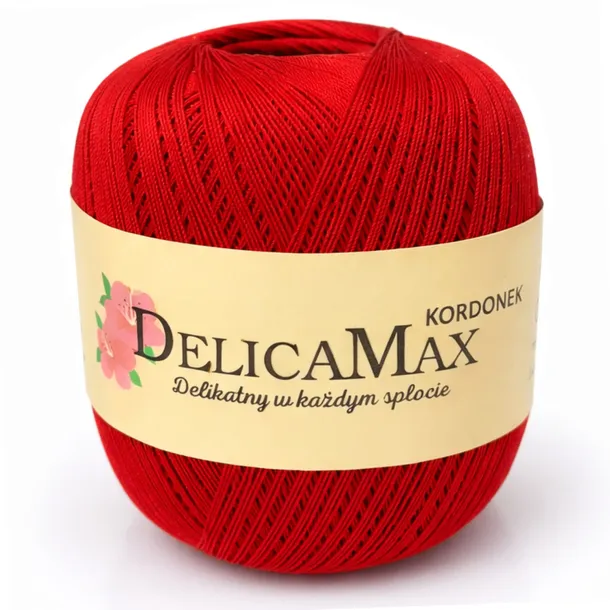 Kordonek DelicaMax 100g(565 m) kolor 154 Czerwony Bawełna merceryzowana