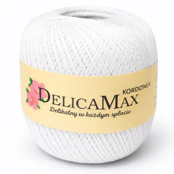 Kordonek DelicaMax 100g(565 m) kolor Biały 101 Bawełna merceryzowana