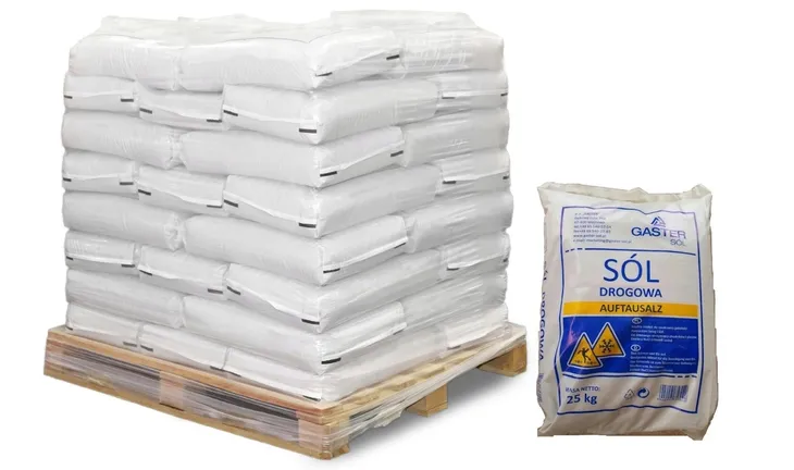Sól drogowa 1000 kg worki 25 kg 1 tona zima śnieg ochrona z antyzbrylaczem