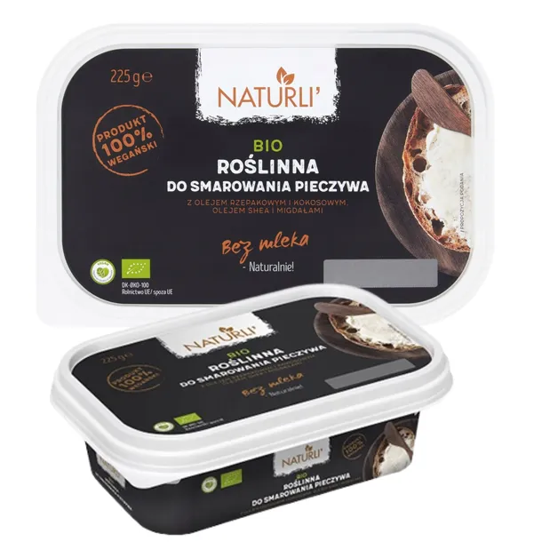 Margaryna rzepakowa Roślinna Wegańska Naturalna BIO 225g Naturli