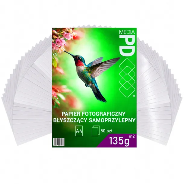 Papier Fotograficzny Samoprzylepny A4 Błyszczący 135g 50 szt Błysk 21x29,7
