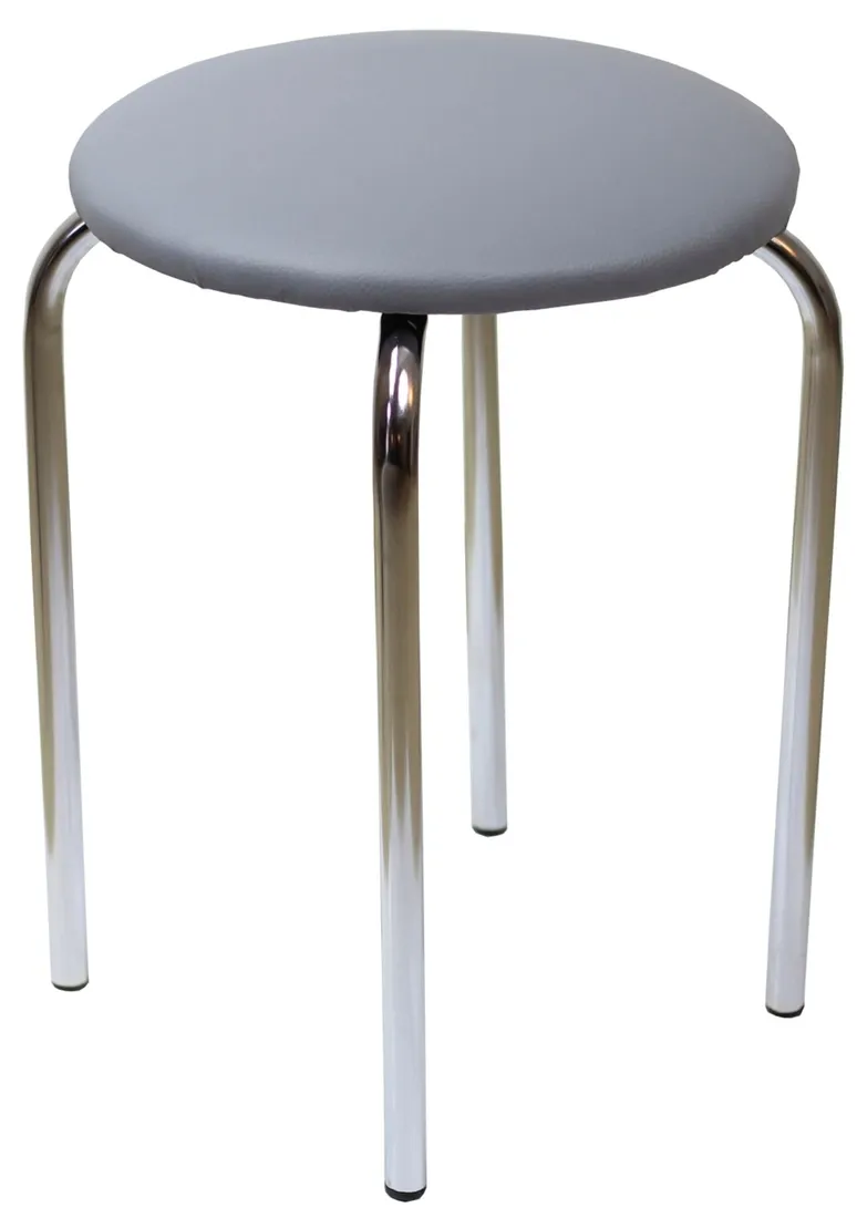 taboret-szary-chico-2-eco-skora-chrom-stan-nowy