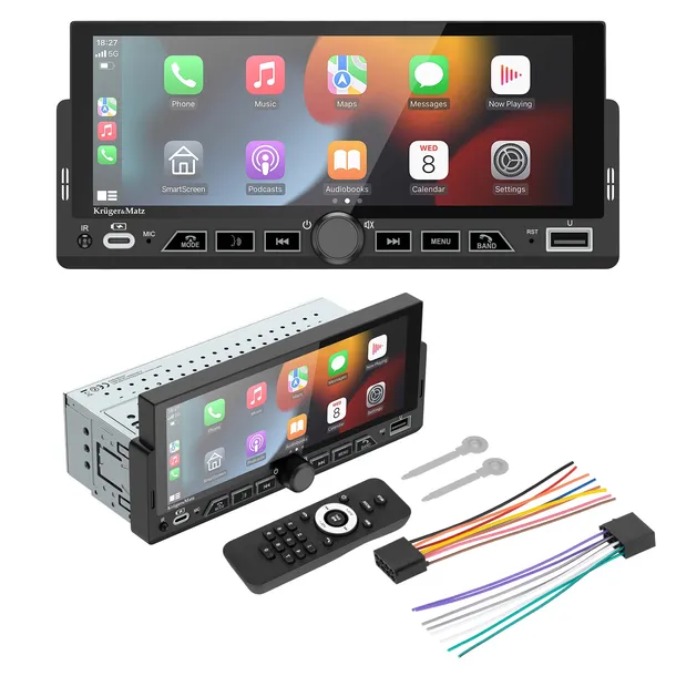 Radio samochodowe Kruger&Matz KM2017 CarPlay/AndroidAuto 6,9 USB 1DIN pilot