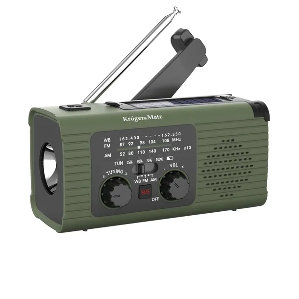 Radio solarne przenośne SOS powerbank 5000mAh latarka dynamo Kruger&Matz