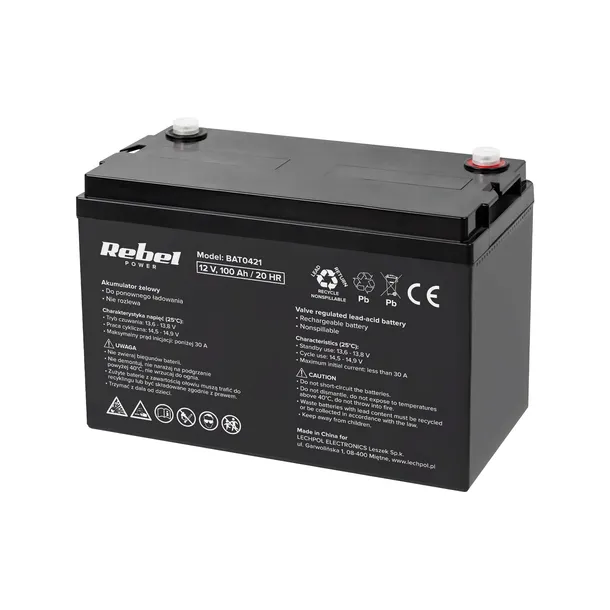 Akumulator żelowy Rebel 12V 100Ah do zasilaczy zasilacza UPS