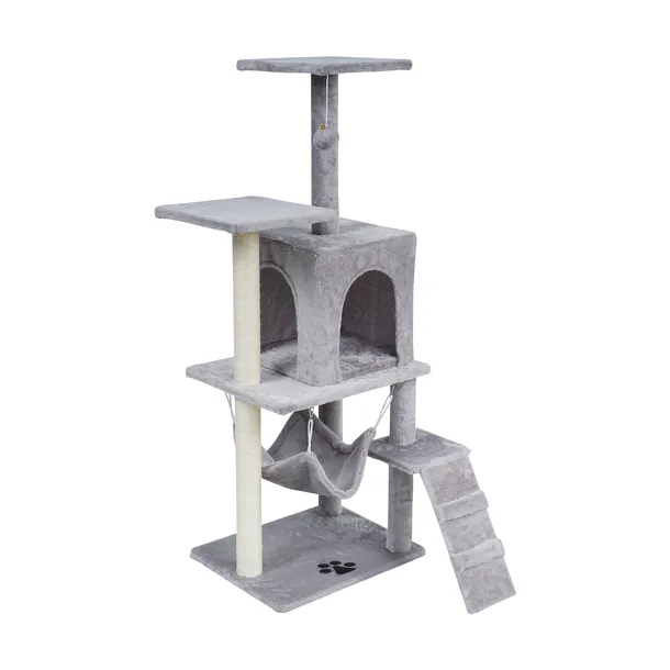 Drapak dla kota legowisko domek wieża budka wysoka szary 125 cm Rebel