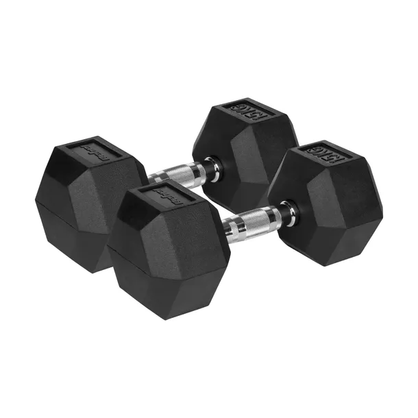 Hantle żeliwne gumowane HEX 2x15kg Rebel hexagonalne zestaw 30kg SOLIDNE